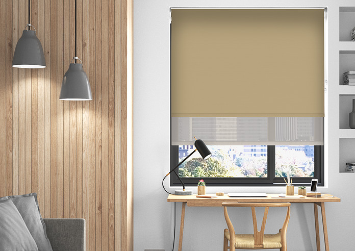 Rimini (Blackout), Mocha & Texen Truffle - Double Roller Blind - Image 3